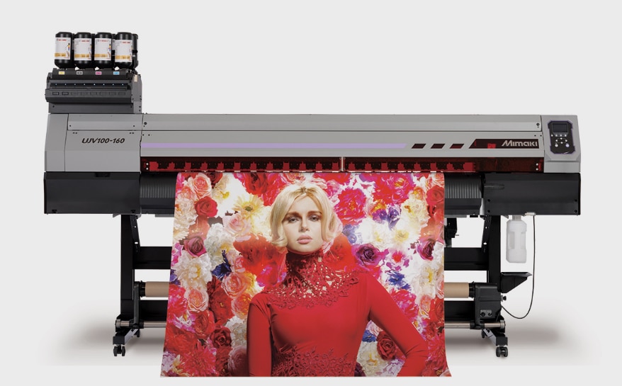 The FlexiDESIGN Mimaki Edition promotion covers a raft of printers and cutters, among them the roll-to-roll UV-curable Mimaki UJV100-160 inkjet printer