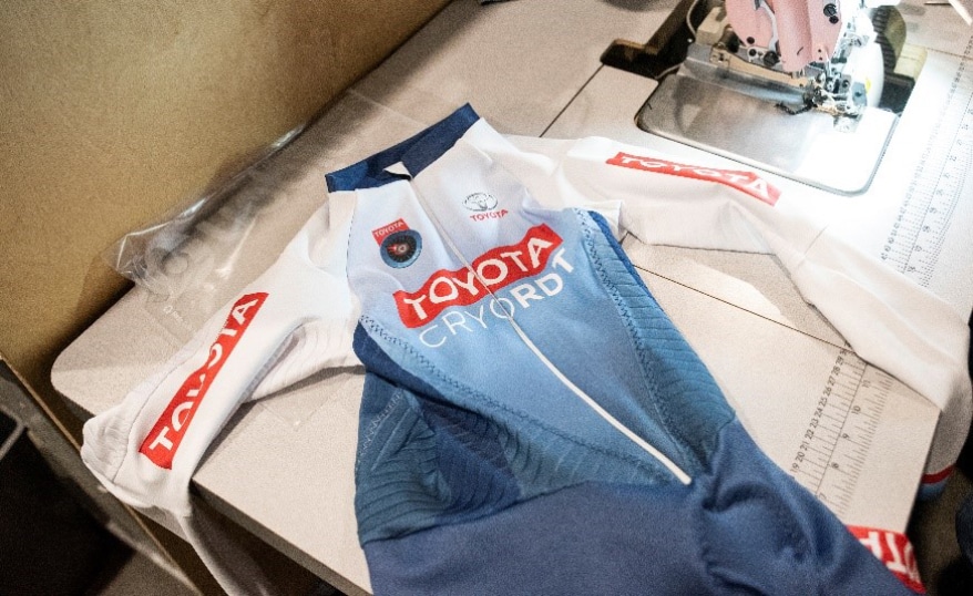 Bespoke cycling kits are created to the exact colour and sizing of the customer for optimal performance.